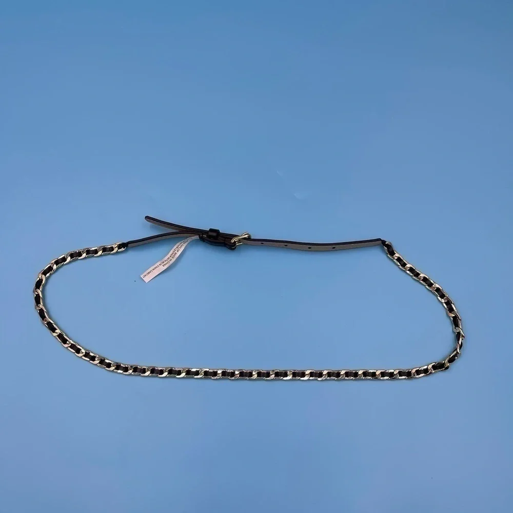 Vintage Ann Taylor Leather / Iron Chain Belt